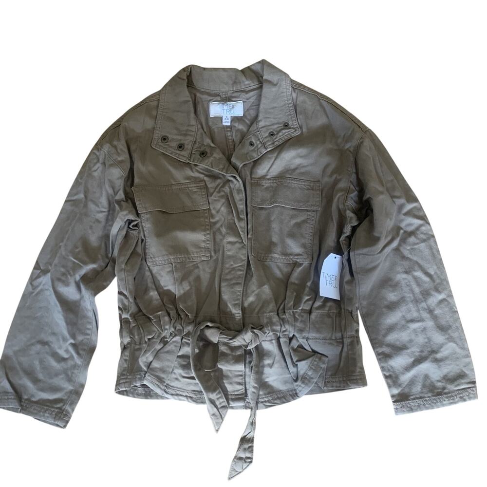 NWT TIME AND TRU WOMEN'S LIGHT BROWN BELTED WAIST JACKET SIZE‎ SMALL (4-6)